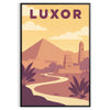 Poster Art Déco di Luxor Egitto grigio e marrone con tempio stilizzato