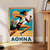 Athletics Athena poster med livfulla gröna och orange nyanser, perfekt för sportentusiaster och inspirationssökande. Finns i
