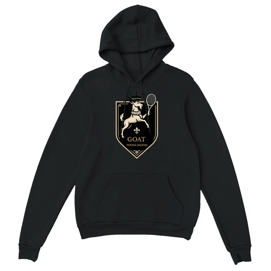 Hoodie Tennis GOAT2 un sweat capuche épais doux mélange 50 % coton polyester une doublée poche ventrale poignets élastiques tous grâce unisexe coupe douceur garantie boulochage