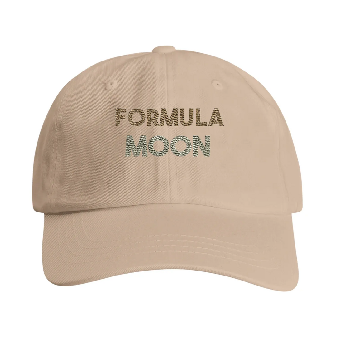 Gorra vintage bordada con motivo luna Fórmula 1, diseño de perfil bajo