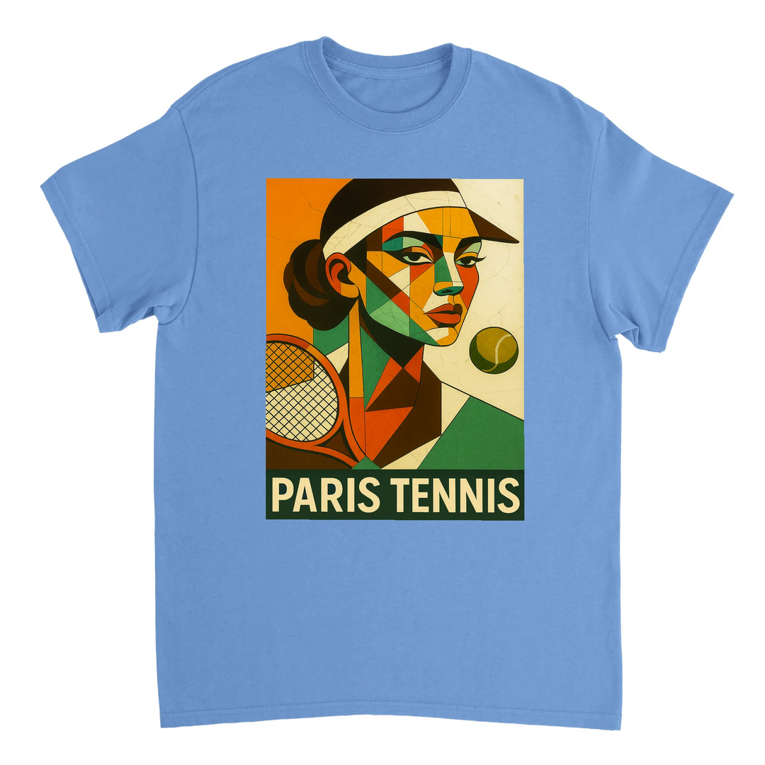 Image Light Blue de Paris Cubist Tennis Tshirt [color:light-blue] [view:front]