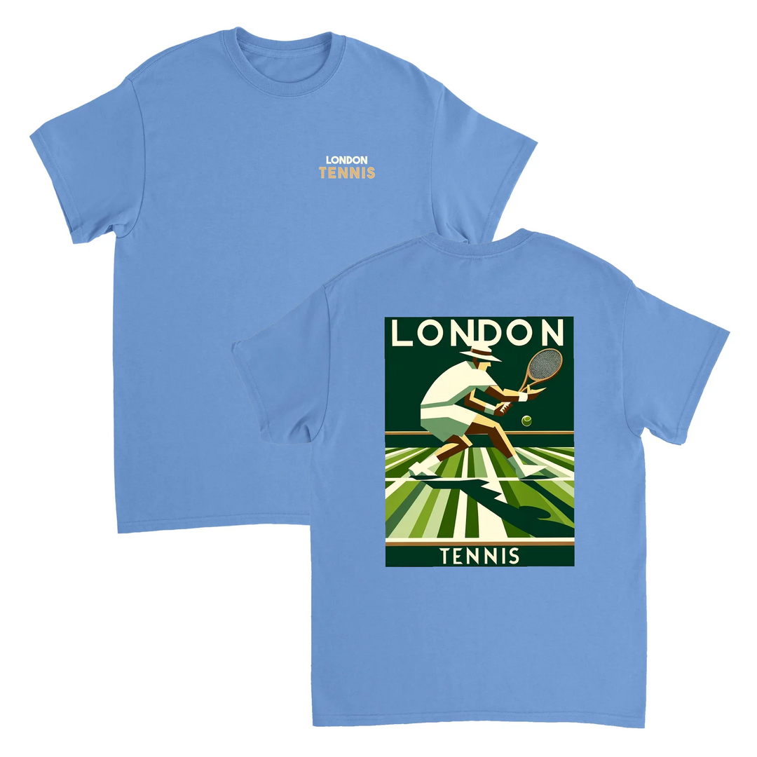 Koszulka tenisowa London z unikalnym wzorem, idealna dla fanów tenisa. Dostępna w rozmiarach S, M, L, XL, XXL