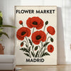 captivating Flower Market Madrid Botanical 8 poster striking blend black red hues elegance space vintage available art prints enthusiasts
