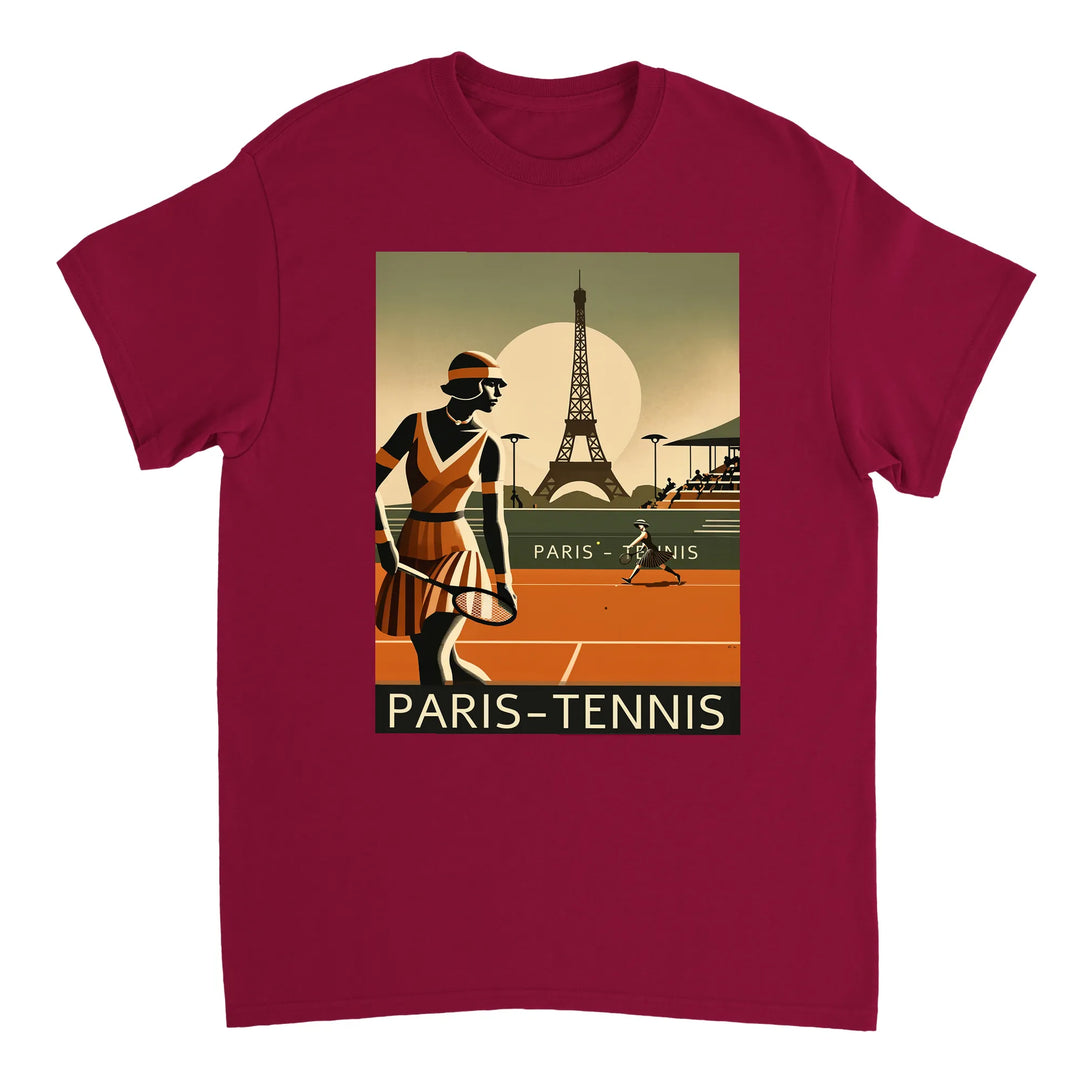 パリのテニスをテーマにしたおしゃれなTシャツ。テニス愛好者にぴったりのデザインで、スタイルを引き立てます。サイズはSからXXLまで選べます。
