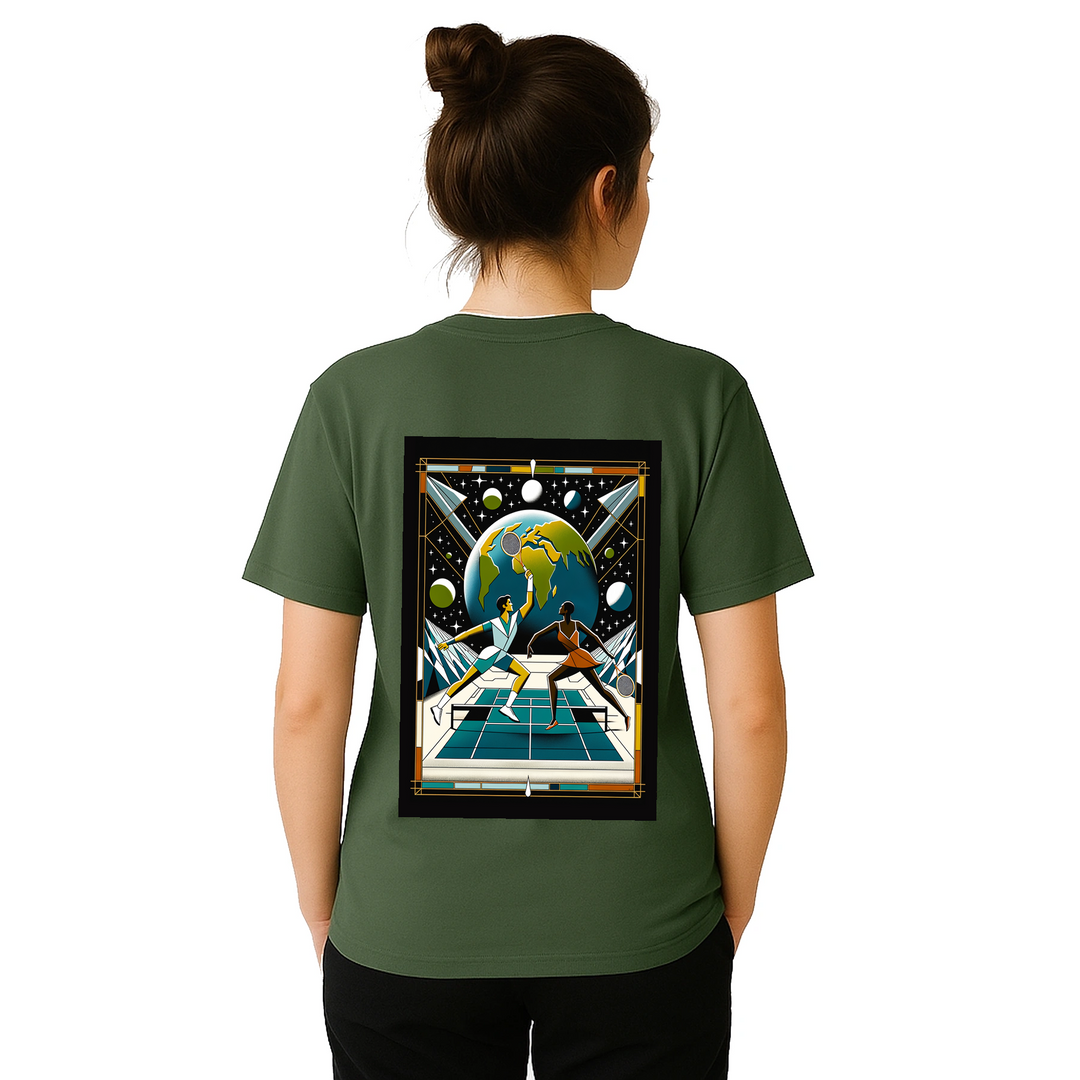 T-shirt Tennis Moon, design único que combina amor pelo ténis com um toque celestial. Confortável e estiloso, disponível em v