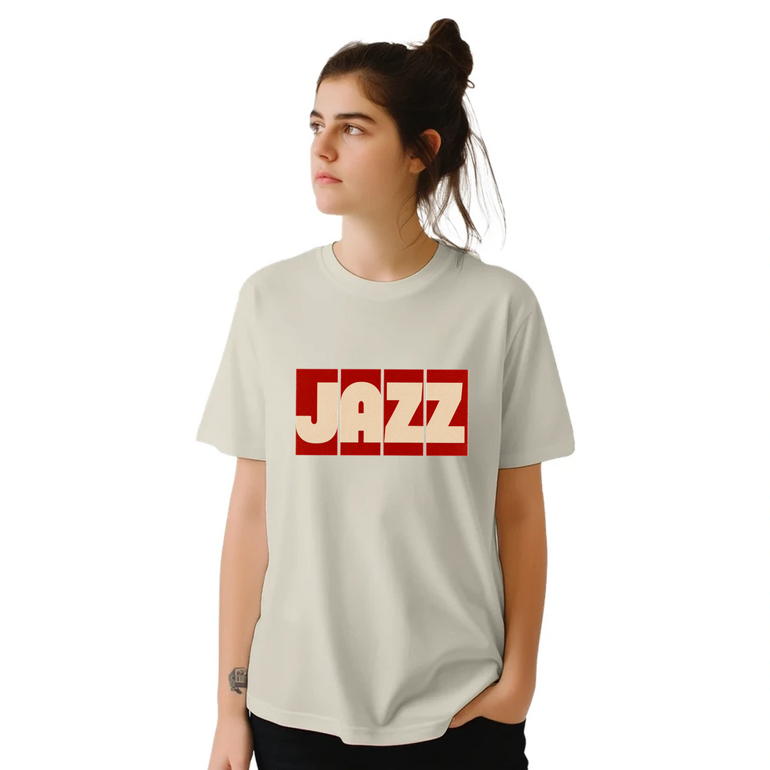 ジャズ音楽をテーマにしたTシャツ。リズムとソウルを祝う鮮やかなデザインで、音楽愛好家やファッション好きに最適。サイズはSからXXLまで対応。