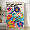stunning Flower Market Barcelona Botanical 4 poster vintage print vibrant blue orange space timeless elegance style framed lovers