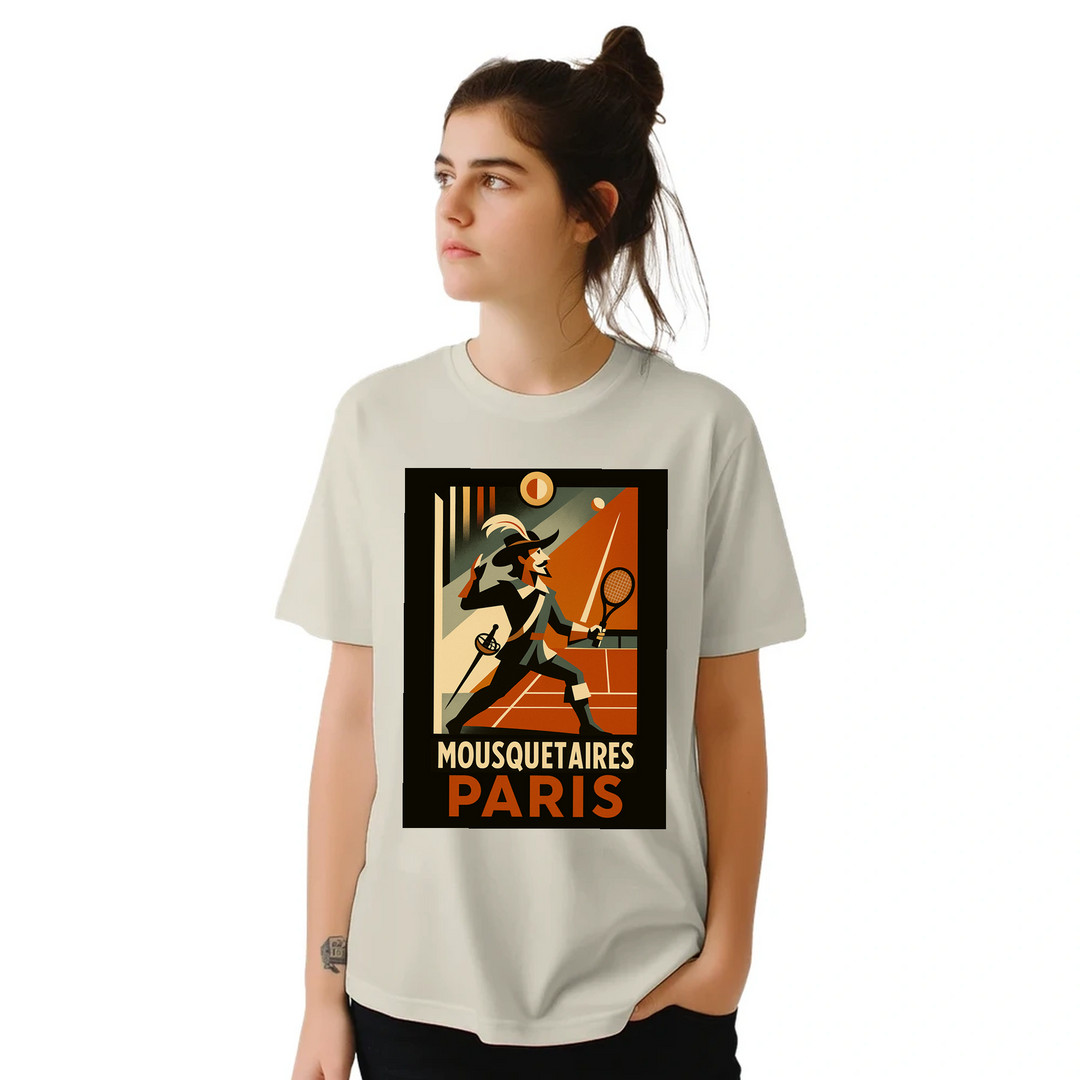 パリのエッセンスを感じるスタイリッシュなテニスTシャツ。テニス愛好者とファッション好きに最適な一着。サイズはSからXXLまで揃っています。