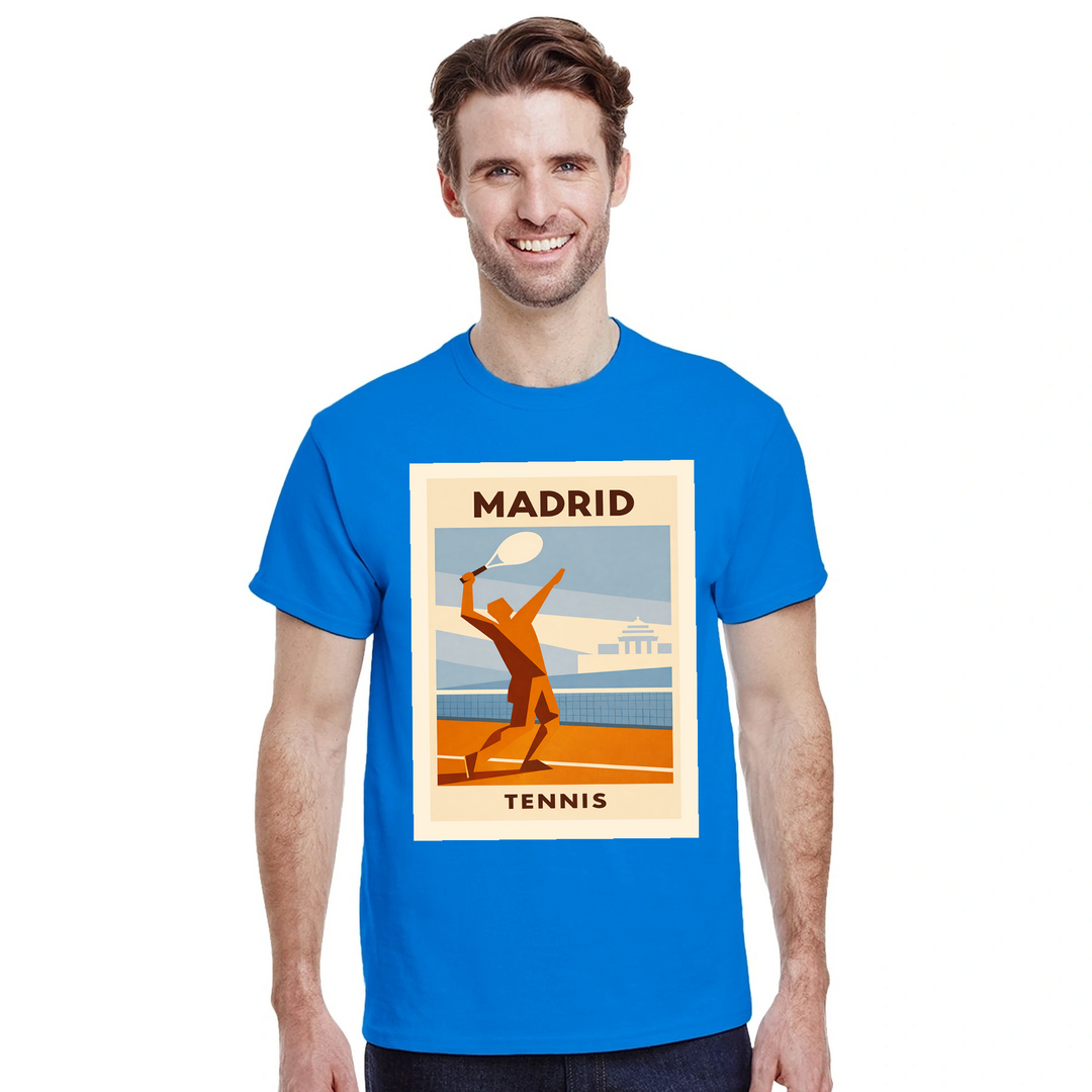 T-shirt τένις Μαδρίτης, με ζωντανό σχέδιο που αποτυπώνει την κουλτούρα του τένις στη Μαδρίτη. Ιδανικό για αθλητές και λάτρεις