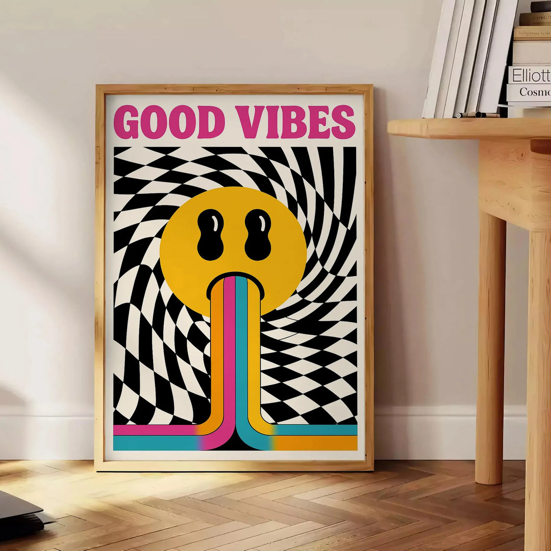 Αναβαθμίστε τον χώρο σας με την αφίσα 'Good Vibes Motivation 2' σε ζωντανές λευκές και πορτοκαλί αποχρώσεις. Ιδανική για κάθε