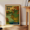 affiche timbre japonais thème rivière automne nuances sublimes marron vert 50x70 30x40 une touche élégante intérieur pièce ravissante cadre