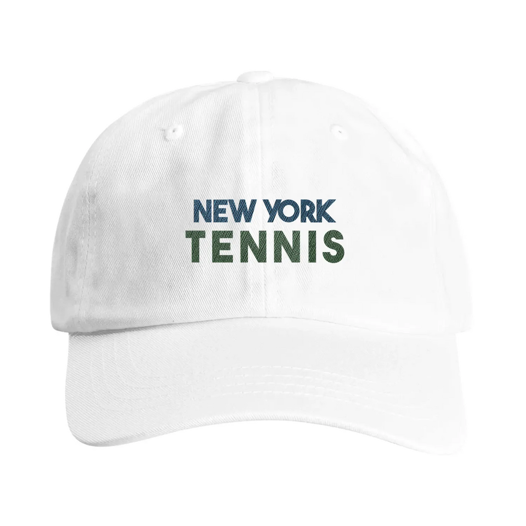 Vintage broderad New York Tennis 2-design på bomullskeps, låg profil