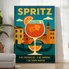 Affiche exclusive thème cocktail Spritz teintes vibrantes orange bleu espace pièce unique dimensions 50x70 cm disponibles A0