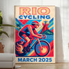 Vintage poster ποδηλασίας Rio με ζωντανά μπλε και κόκκινα χρώματα, διαθέσιμο σε μέγεθος 50x70 ή 30x40, ιδανικό για να προσθέσ