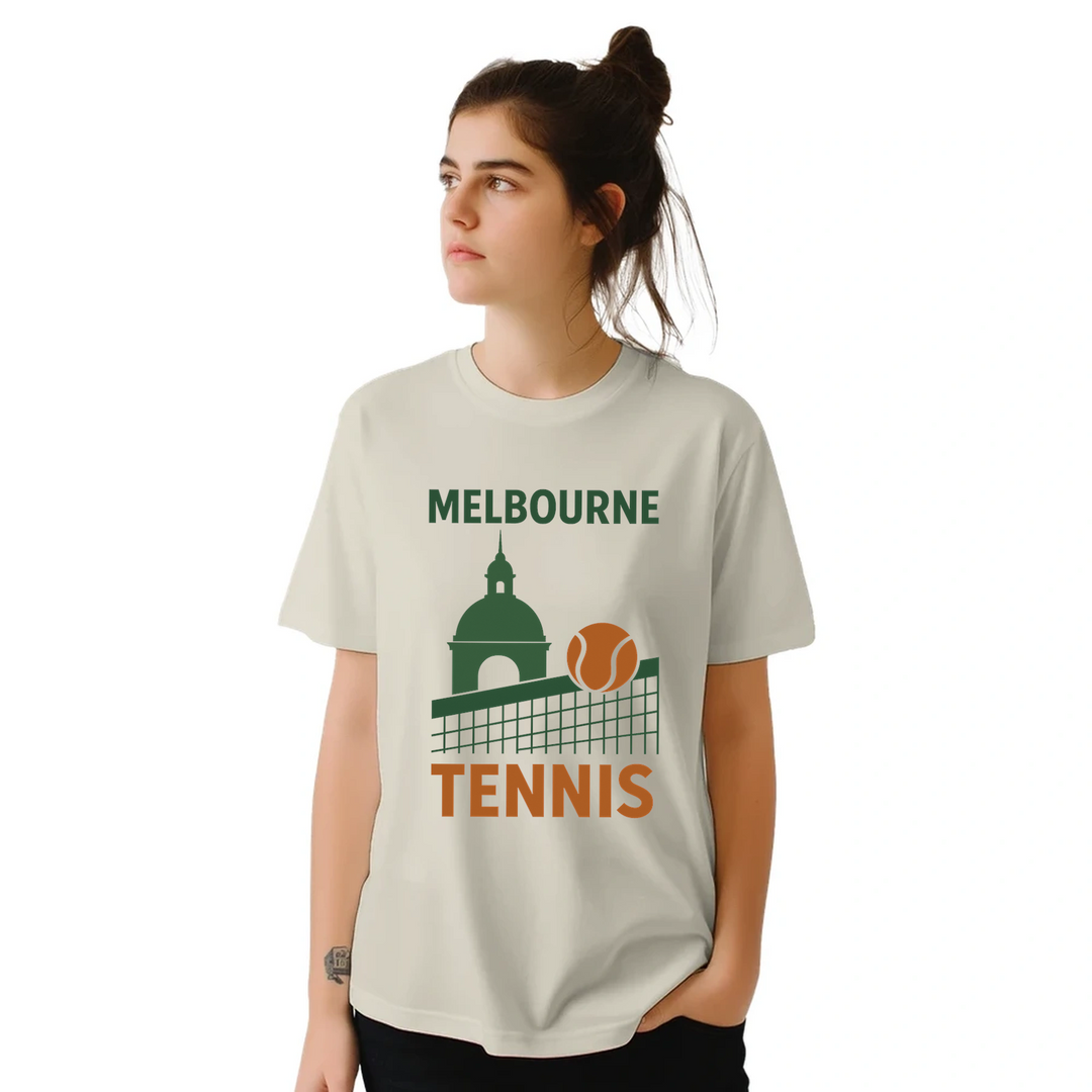 テニスメルボルンTシャツは、メルボルンのテニスシーンを表現したスタイリッシュなデザインで、ファンやプレイヤーにぴったり。快適で耐久性のあるプレミアムコットン素材を使用。