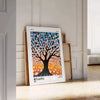 space Cherry Tree Yayoi Kusama poster vibrant orange green hues Japanese art burst color creativity room enthusiasts design lovers various sizes A4 cm A0