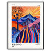 affiche Fuji Spirit Yayoi Kusama blanc bleu essence artistique vibrante Japon espace tailles A4 cm A0