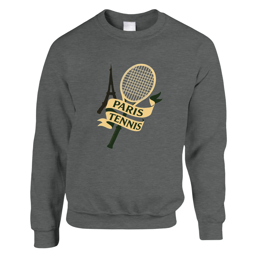 Paris Tennis Sweater un sweat - chemise unisexe doux mélange 50 % polyester filature jet air douceur faible boulochage tricot tricoté imprimé durabilité confort pull classique confortable