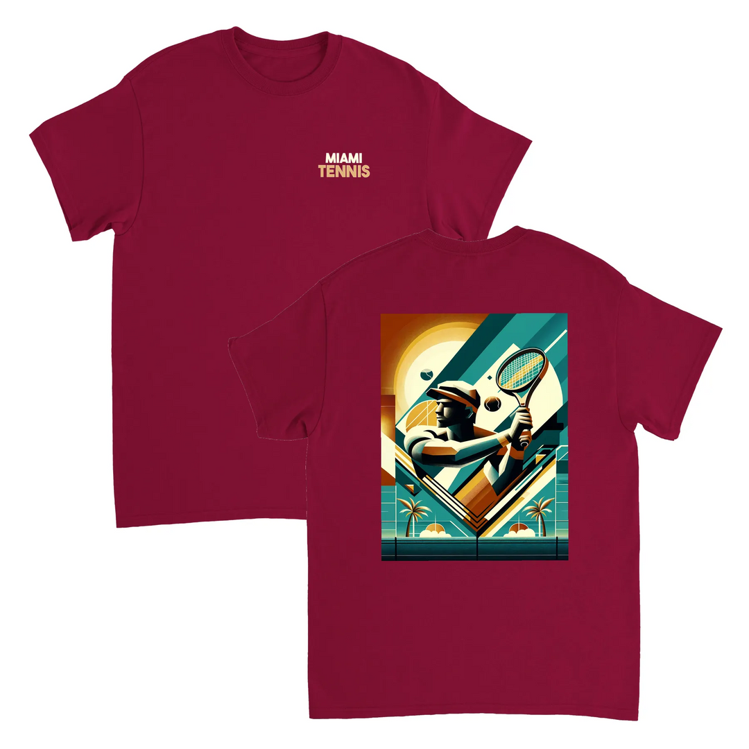 T-shirt de ténis Miami, com design vibrante, ideal para entusiastas do ténis e amantes de Miami. Perfeito para o court ou uso