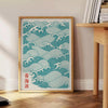 stunning Blue Wave Japanese poster vibrant red orange hues captivating contrast touch elegance space decor today sizes A4 cm A0