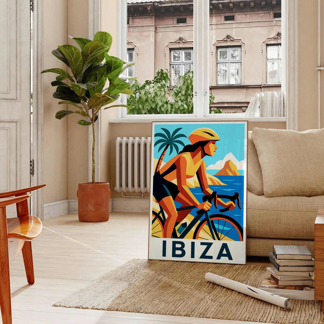 affiche Ibiza 20 vibrante couleurs rouge jaune passionnés cyclisme décoration disponibles 30x40 une touche dynamique espace version