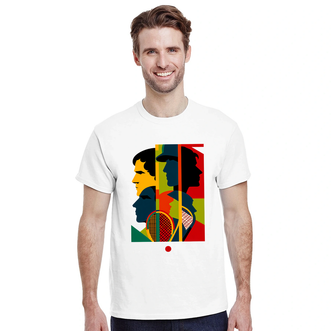 テニス大会に最適なスタイリッシュなテニステーマのTシャツ。プレイヤーやファンにぴったりの快適さとゲームへの情熱を融合。サイズ: S, M, L, XL, XXLでご用意。