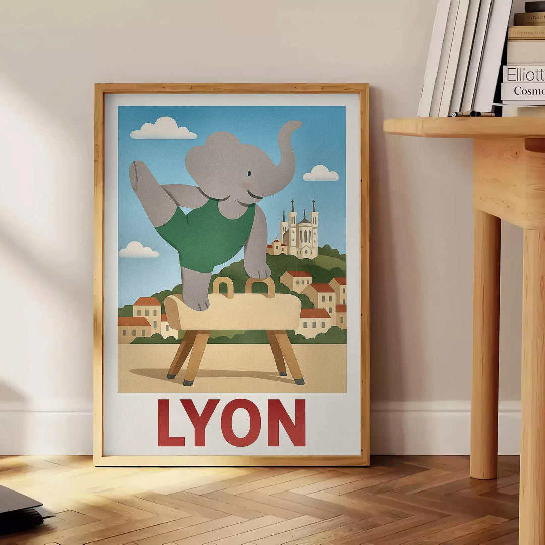 Ζωντανή αφίσα γυμναστικής με ελέφαντα για παιδιά, ιδανική για παιδικά δωμάτια και χώρους παιχνιδιού. Διαθέσιμες διαστάσεις: 3