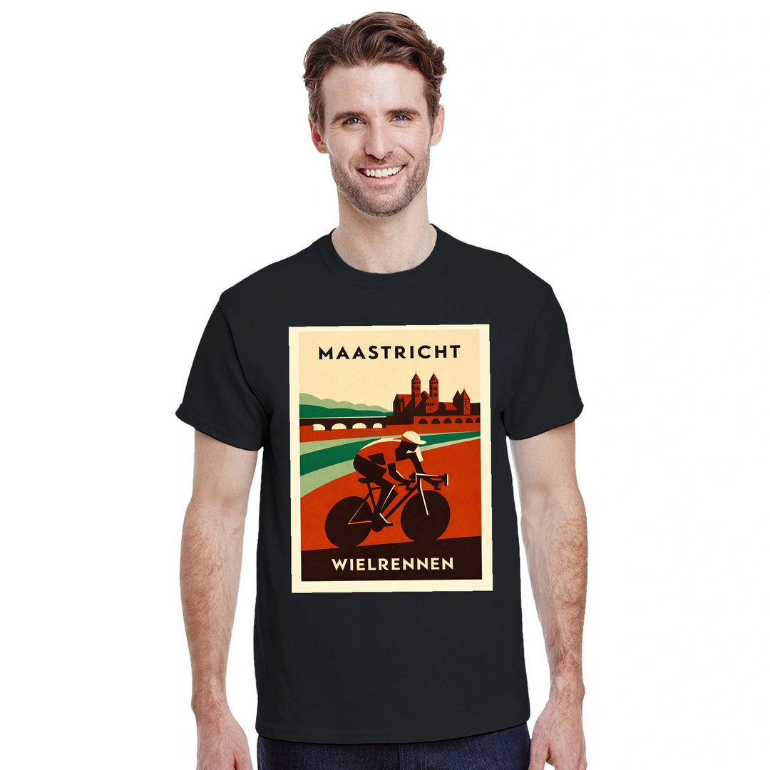 T-shirt T - shirt Maastricht Pays Bas idéal passionnés cyclisme design unique paysages néerlandais parfait sorties vélo moments détente style confort coton première qualité une tenue longue durée