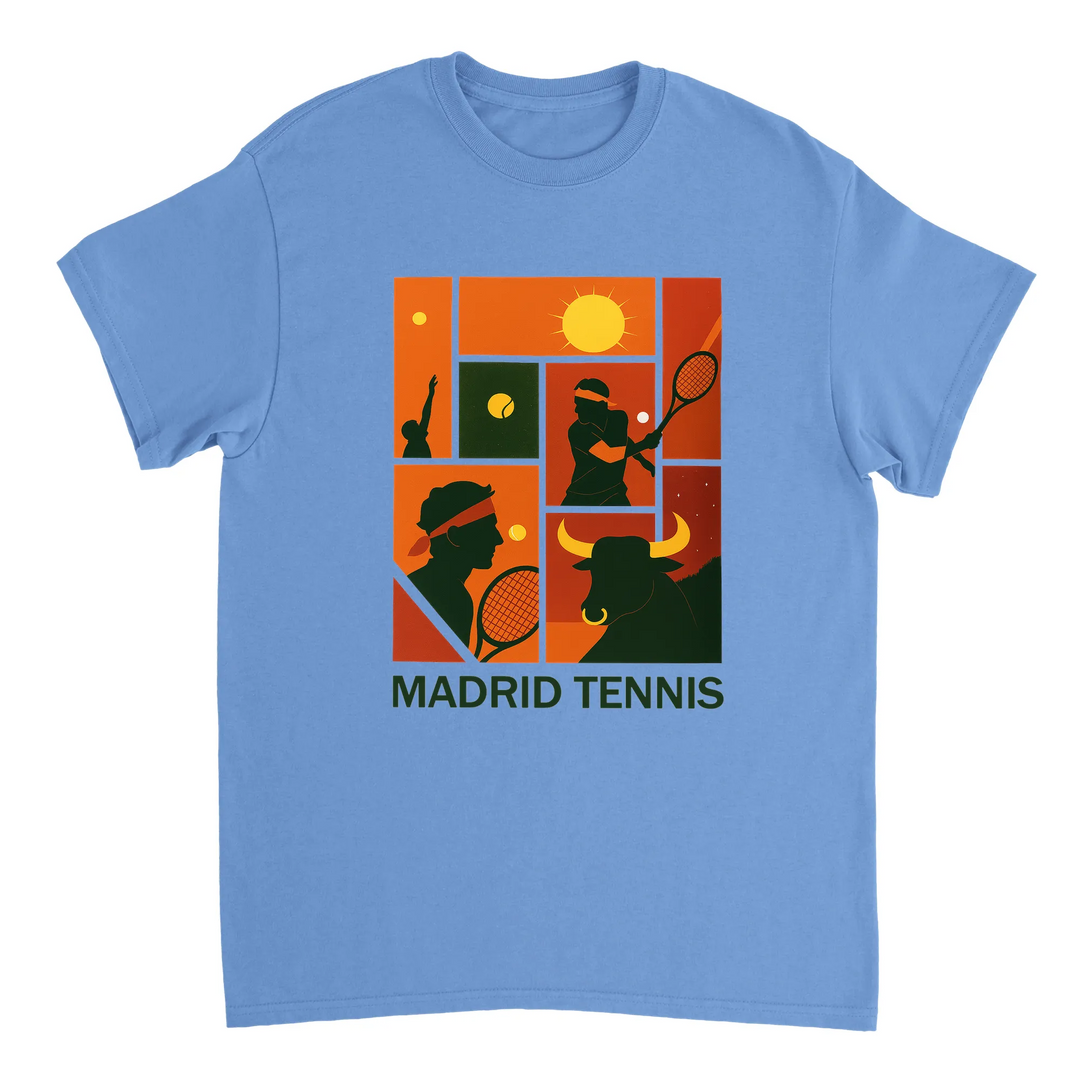T-shirt Madrid Tennis Rafa, omaggio a Rafael Nadal, perfetto per appassionati e giocatori. Disponibile in taglie S, M, L, XL