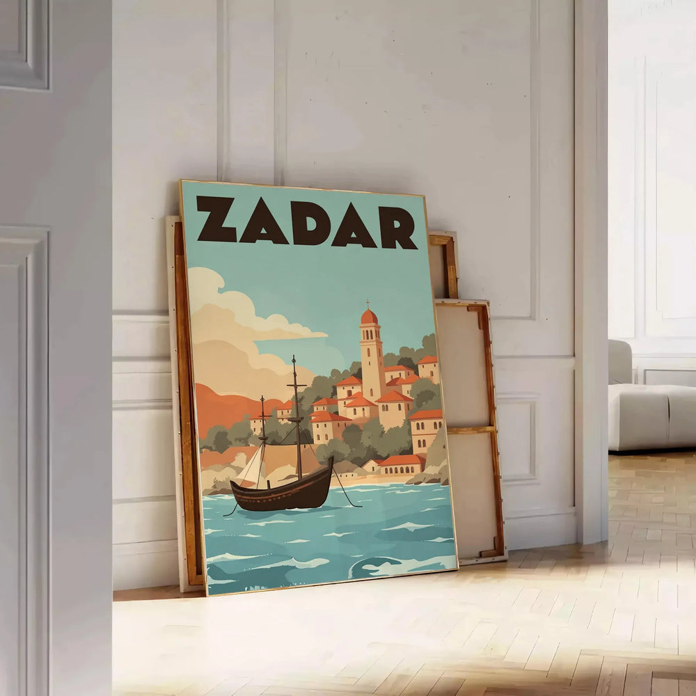 charm Zadar Croatia stunning Art Déco vintage poster vibrant orange green hues perfect touch elegance room decor unframed styles