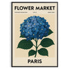 exquisite Flower Market Paris Botanical Poster available blue gray hues vintage art enthusiasts elegance space unframed options decor today