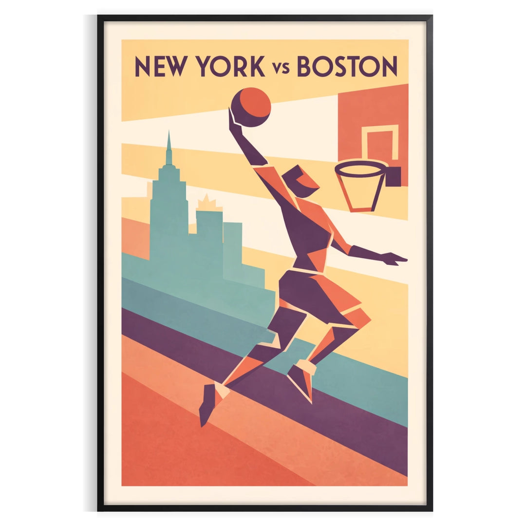space stunning New York NBA poster dynamic gray green design basketball enthusiasts eye piece touch urban flair room decor sizes A4 cm A0