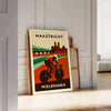 captivante cyclisme Maastricht teintes vibrantes rouge orange passionnés vélo paysages néerlandais poster dimensions 50x70 cm disponibles A4 A0