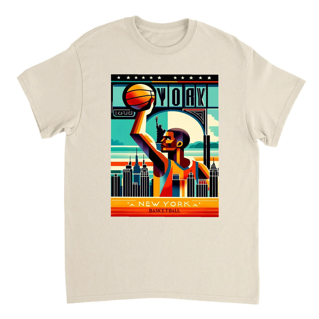 ニューヨークのバスケットボールをテーマにしたTシャツ。快適なコットン素材で、カジュアルな外出や試合の日に最適です。