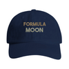 Gorra vintage bordada con motivo luna Fórmula 1, diseño de perfil bajo