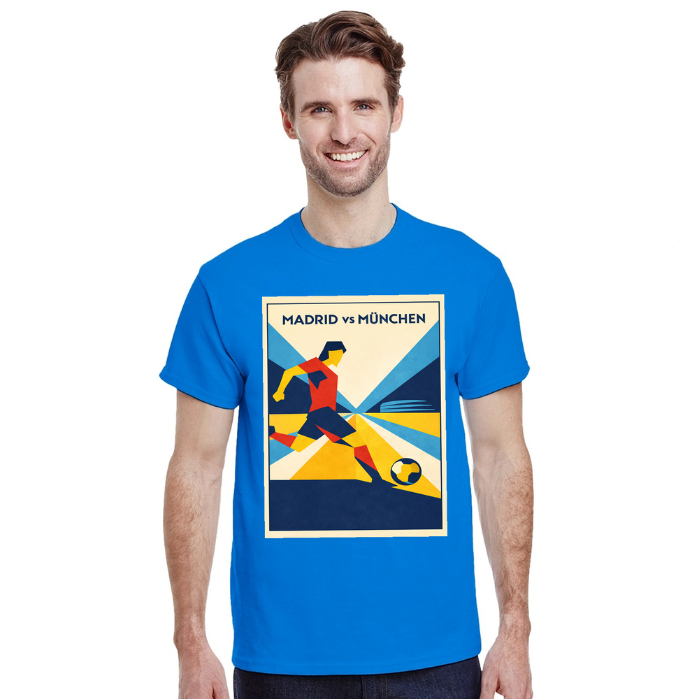 T-shirt featuring a graphic of a football with Madrid, Spain text