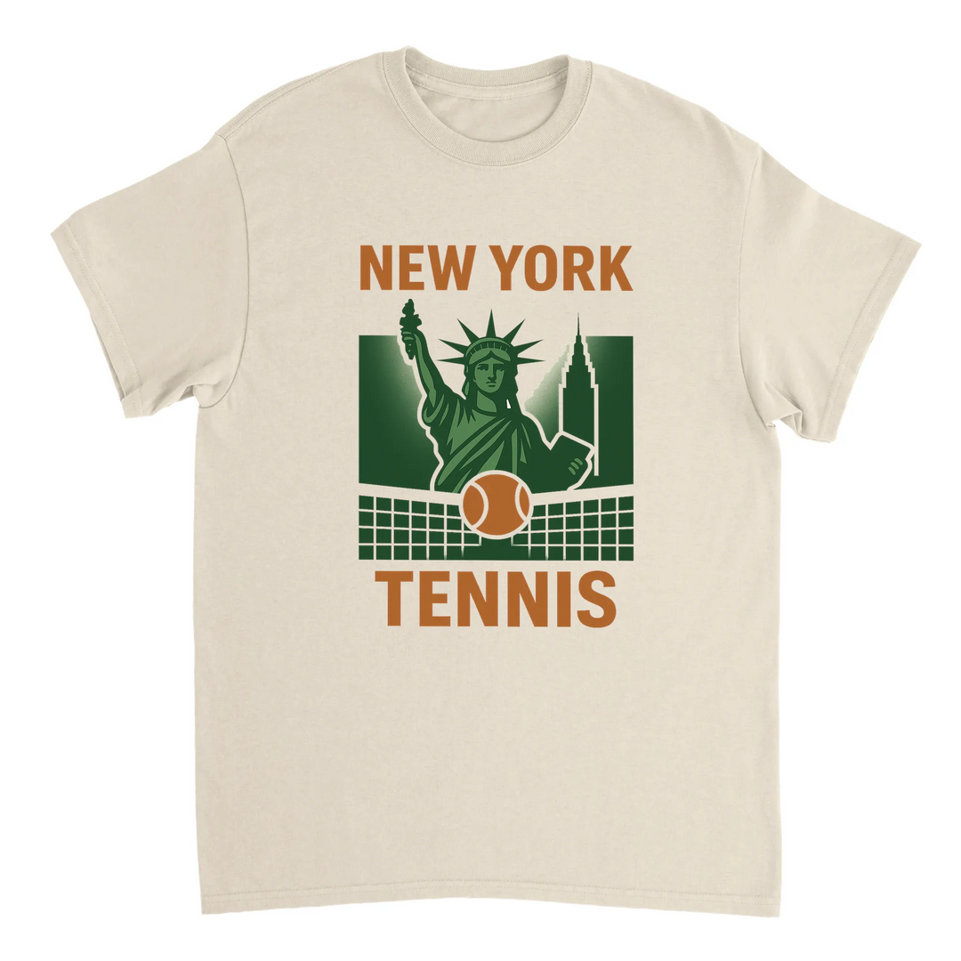 ニューヨークのテニスシーンを感じさせるスタイリッシュなTシャツ。快適で通気性のあるコットン素材を使用し、スポーツ愛好家や都市のトレンドセッターに最適です。