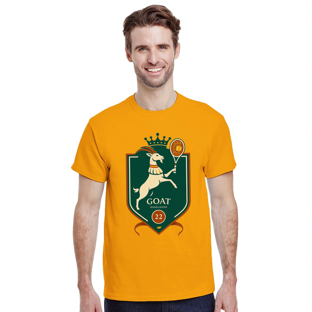 ラファエル・ナダルを称えるテニスGOATのTシャツ。プレミアムコットン製で、快適さを追求した必携アイテム。