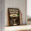 Affiche élégante thème espresso martini nuances noir gris dimensions 50x70 30x40 accessoire parfait décoration cadre disposition