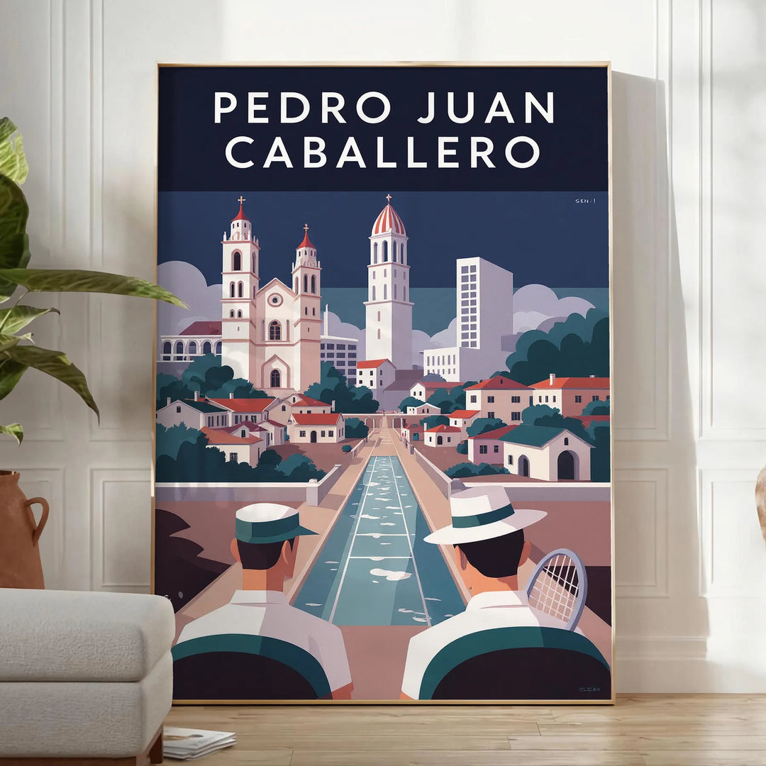 charm Pedro Juan Caballero Paraguay vintage Art Déco poster rich brown green tones stunning piece touch elegance space dimensions perfect collectors lovers today