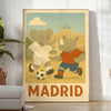 une touche ludique intérieur affiche Kid Elephant Rinhoceros thème football Madrid tons gris vert petits fans foot décoration unique disponibles cm 30×40 A4 A0