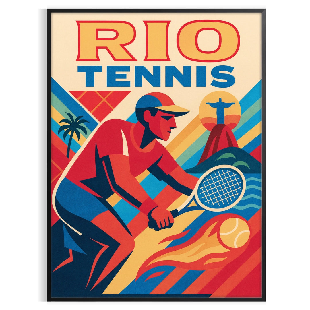 space stunning Rio Tennis Vintage 3 poster captivating blend brown red hues cm artwork perfect addition lovers enthusiasts touch nostalgia decor available