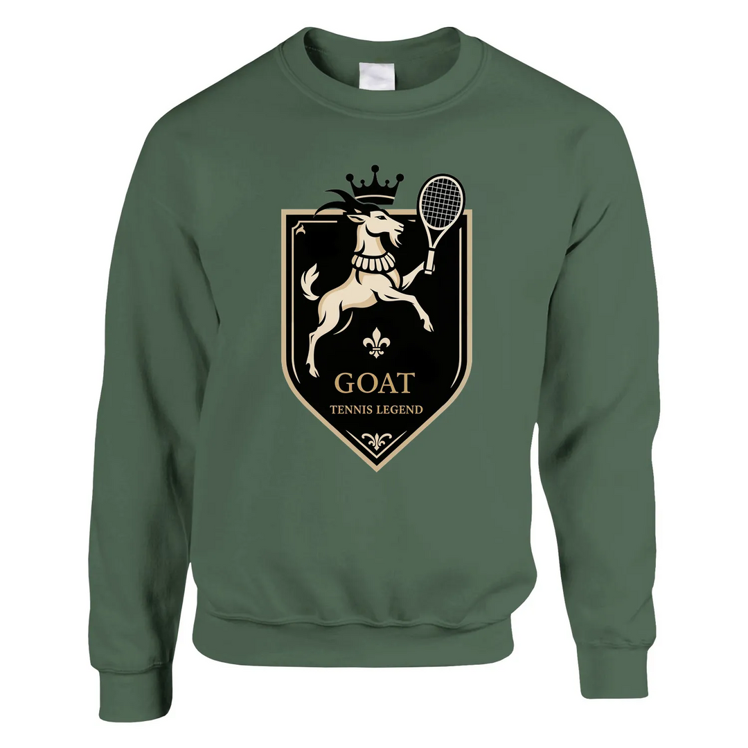 Sweater Tennis Legend GOAT un sweat - shirt unisexe épais doux 50 % coton polyester confort exceptionnel grâce à filature jet air coutures tricot tricoté élasthanne une coupe classique impeccable