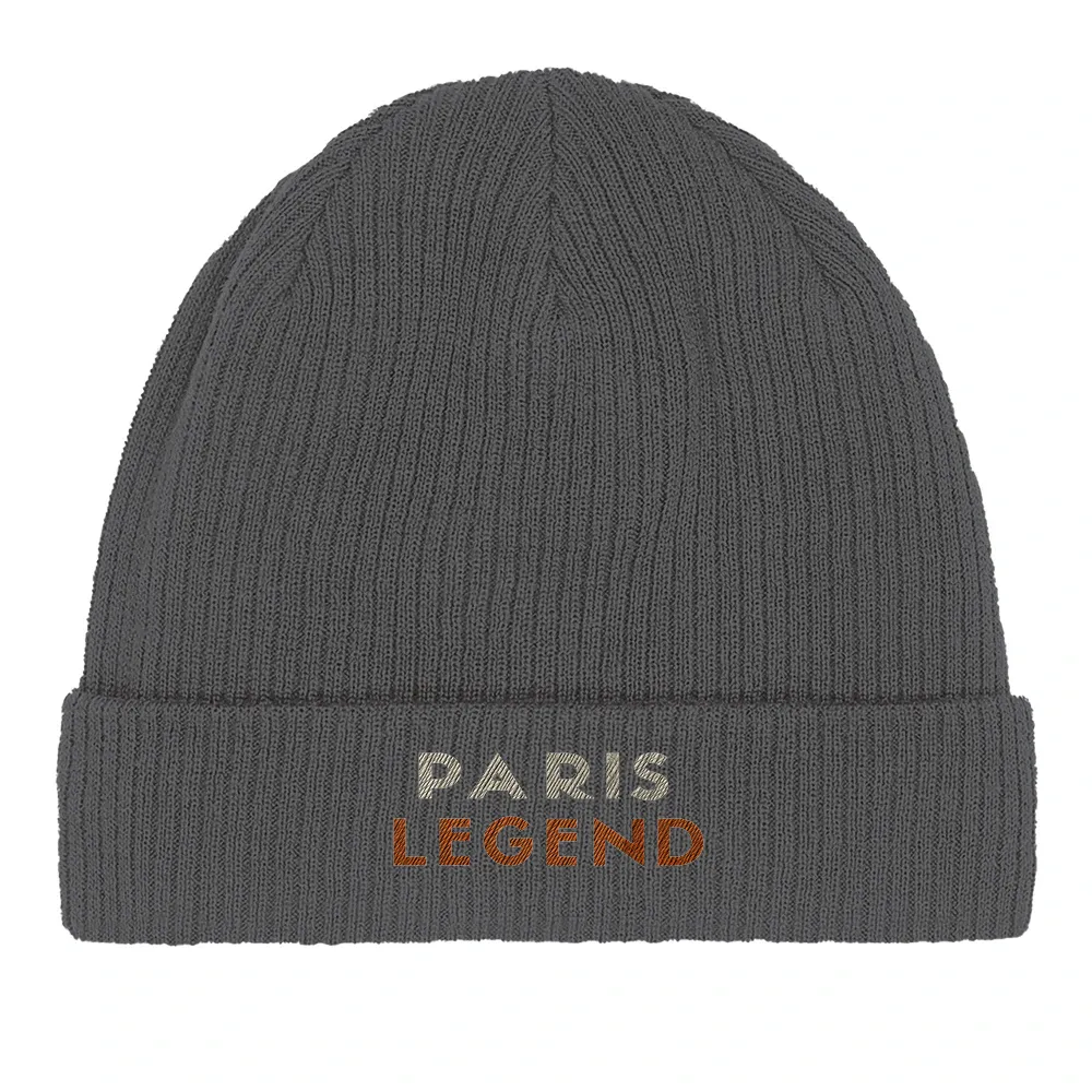 Image Grahite de Beanie Tennis Paris Legend  - Cotton Bio, Embroidered Design