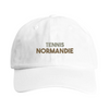 Vintage broderad keps Tennis Normandie, låg profil i bomull, spänne mässing
