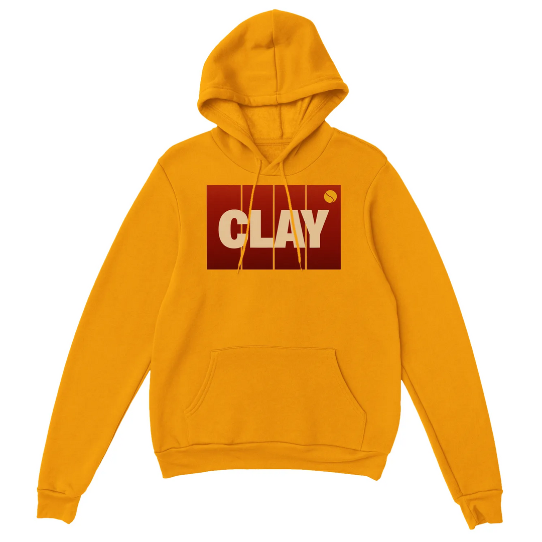 Clay Tennis Sport Hoodie un sweat capuche épais confort style 50 % coton polyester doux toucher grâce filature jet air boulochage une doublée poche ventrale coupe unisexe parfait tous vôtre