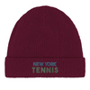 Image Burgundy de Beanie New York Tennis 2  - Cotton Bio, Embroidered Design