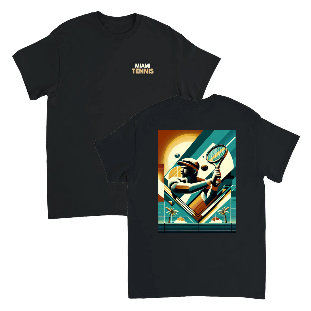 T-shirt de ténis Miami, com design vibrante, ideal para entusiastas do ténis e amantes de Miami. Perfeito para o court ou uso