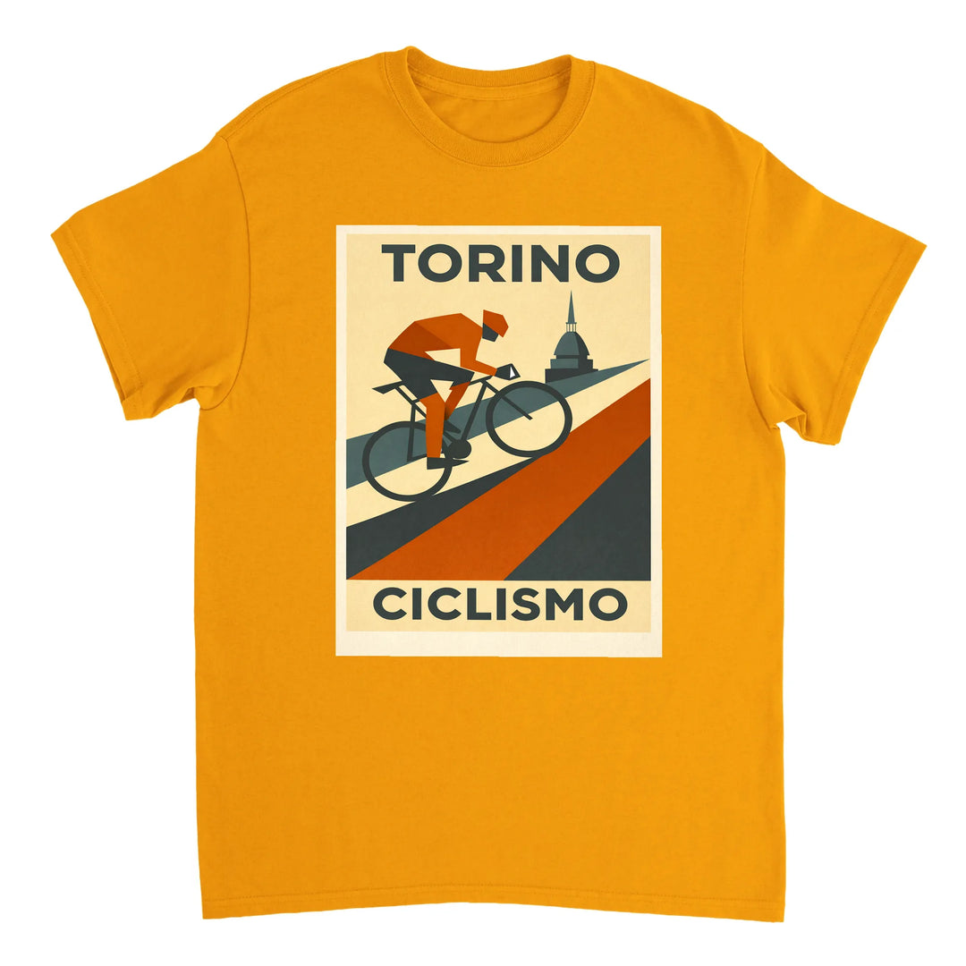 Image Gold de Turin Italy Cyclisme Tshirt [color:gold] [view:front]