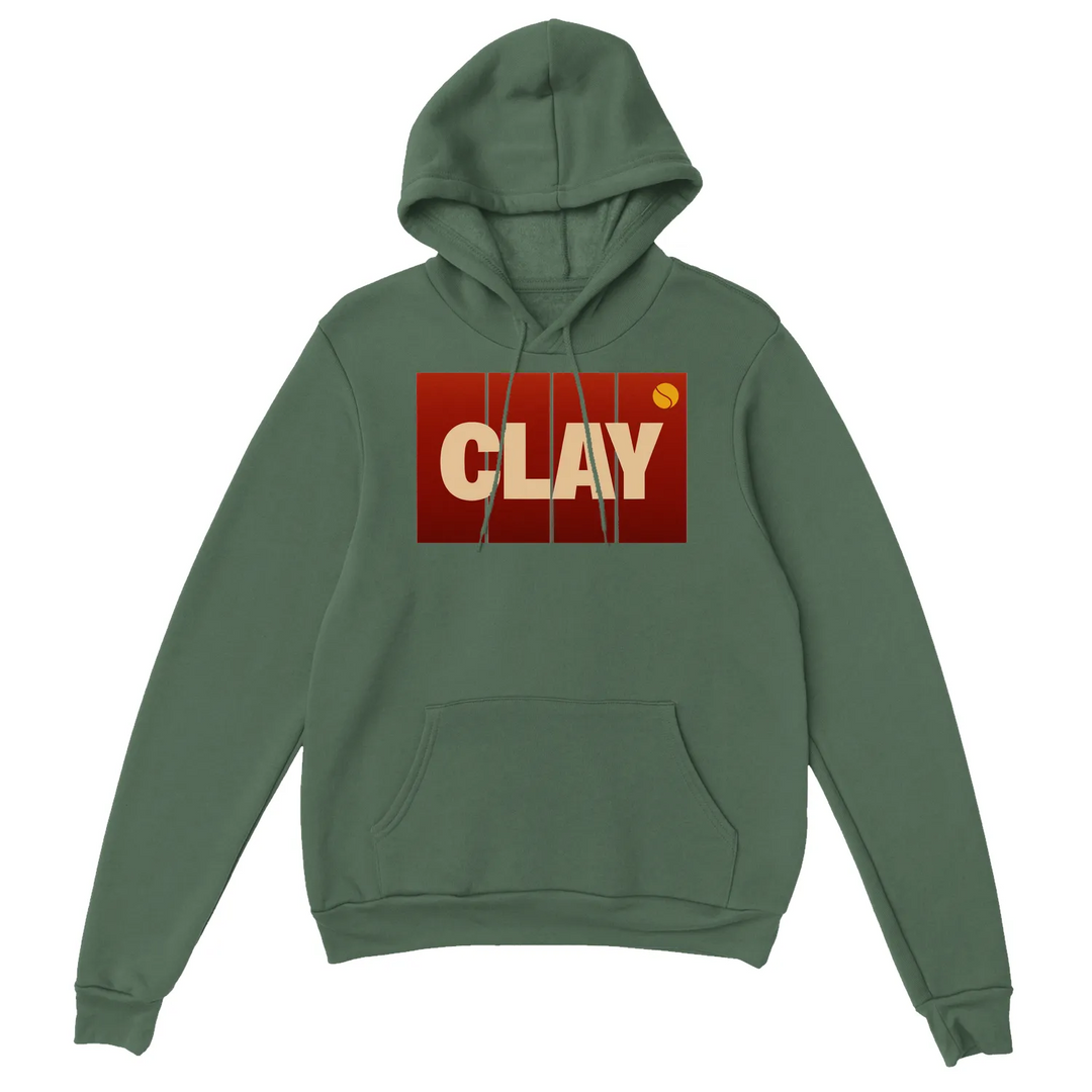 Clay Tennis Sport Hoodie un sweat capuche épais confort style 50 % coton polyester doux toucher grâce filature jet air boulochage une doublée poche ventrale coupe unisexe parfait tous vôtre